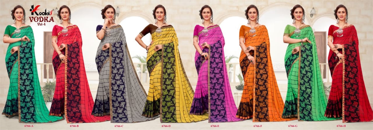 Vodka 4 Latest Fancy Designer Regular Wear Rennial Printed Sarees Collection
